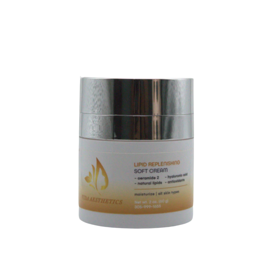 Skincare cream jar with metallic cap on a white background